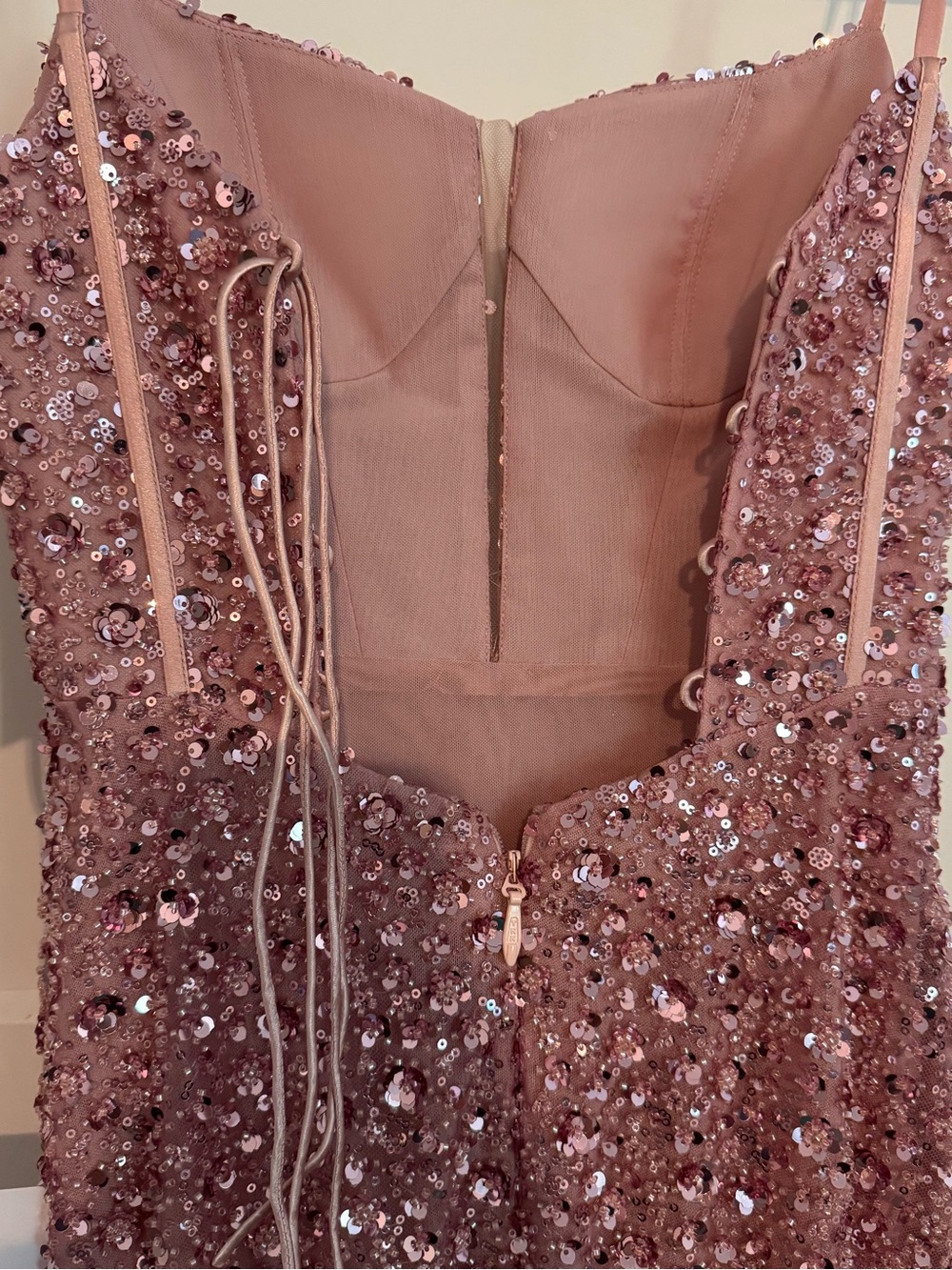 Portia & Scarlett PS24057 Pink Sequin Beaded Formal Gown Dress Size 2 - Picture 3 of 6